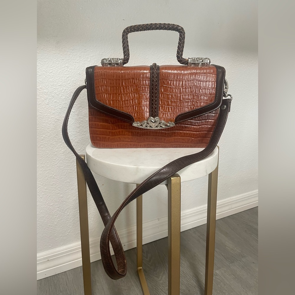 Vintage Leather Box Bag/Purse/Satchel with Silver Tone Accents by Azmat Fahan